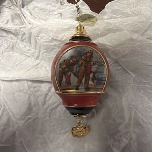 Bradford Editions Stability Under Fire Porcelain Ornament Fire Fighter 2002